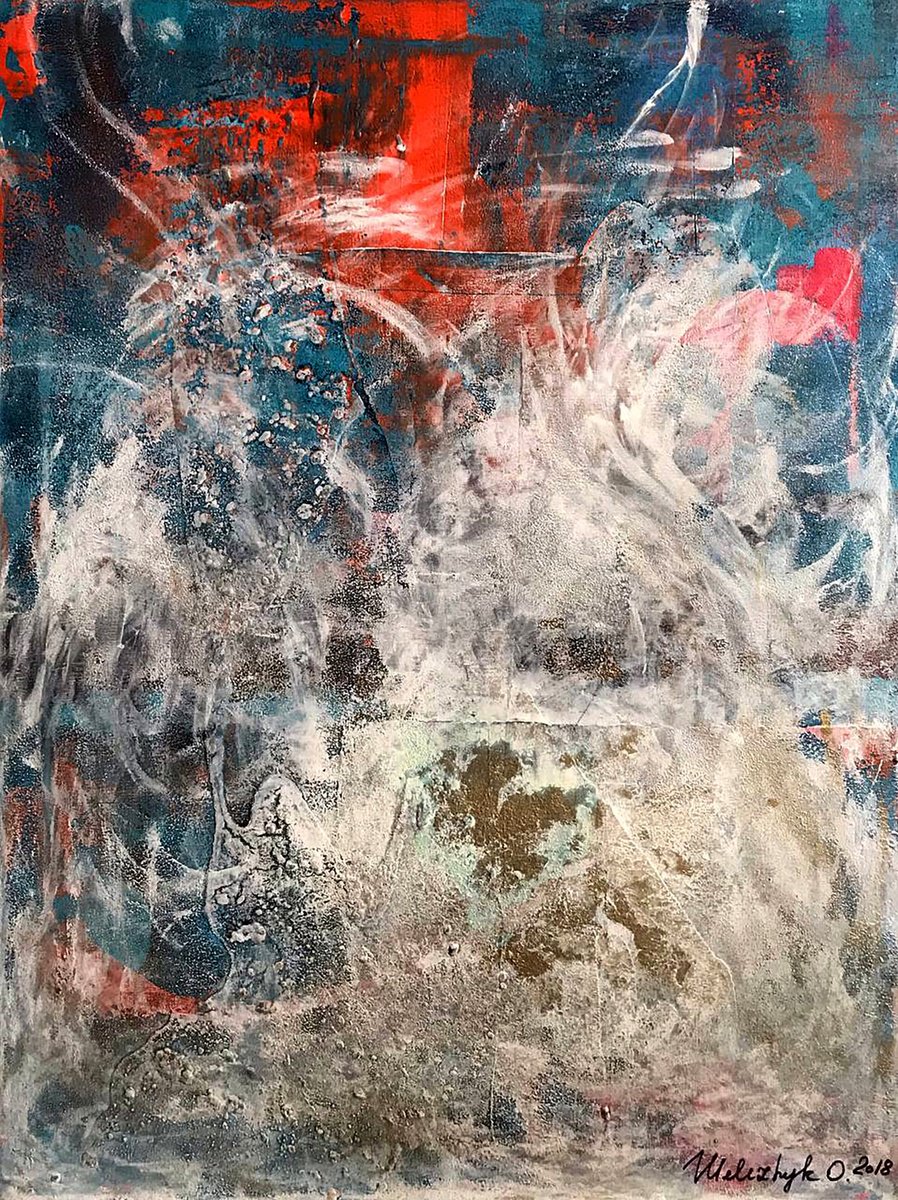 Impressionistic Abstract Acrylic Painting By Olga Melezhik, 24 X 31", You Are My Silence, Original Artwork