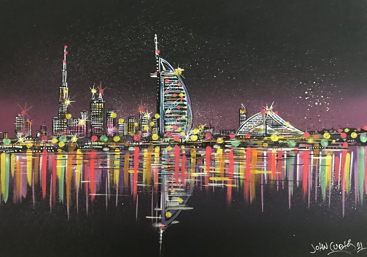 Dubai Skyline at night - by John Curtis
