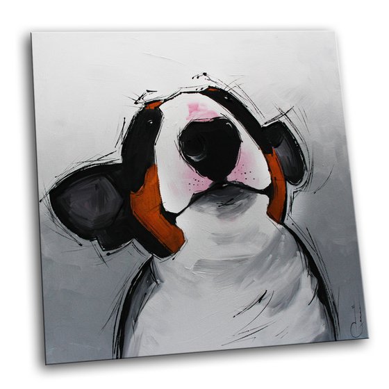 JUST FOR FUN - ACRYLIC PAINTING * DOG PORTRAIT * BULLTERRIER * COMIC