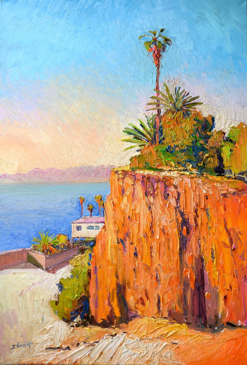 Expressive Landscape Oil Painting By Suren Nersisyan, 24 X 36", To The Ocean, California, Original Artwork