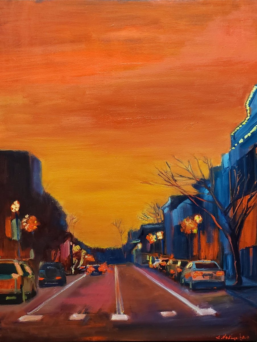 Pop goes the city (aka Orange skyline) by Leah Kohlenberg Fine Art