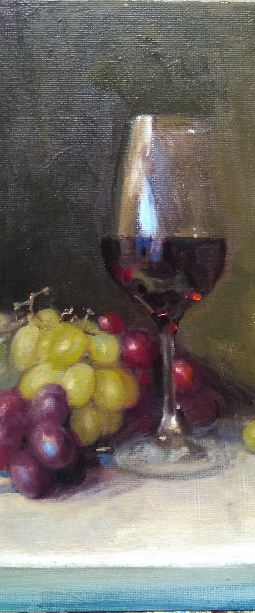 Red Wine And Grapes by HELINDA (Olga Müller)