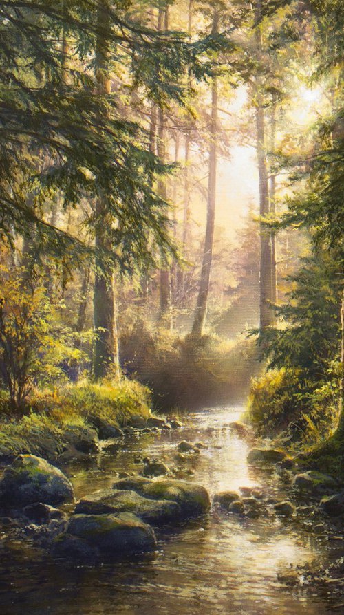 Quiet forest stream by Viktar Yushkevich YUVART