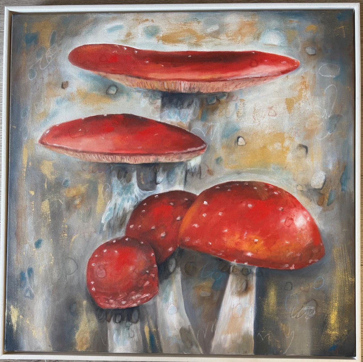 Expressive Botanical Acrylic Painting By Charlotte Gerrard, 31 X 31, Fly Agaric, Original Artwork
