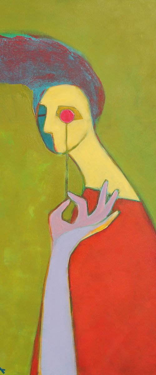 Lady with pink glass. by Tatjana Auschew