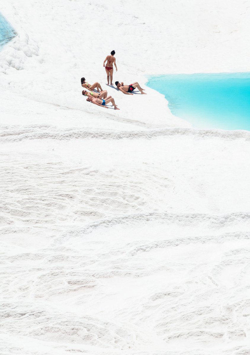 Organic Landscape Photograph By Tom Hanslien, 33 X 47", Sunbathing At Pamukkale, Original Artwork