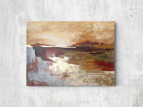 "Calabria" Abstract brown rust gold art