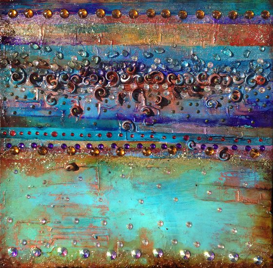 Cafe Del Mar, abstract mixed media painting.