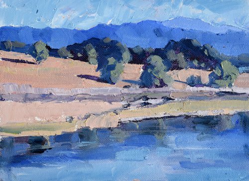 landscape with river by Goran Žigolić Watercolors