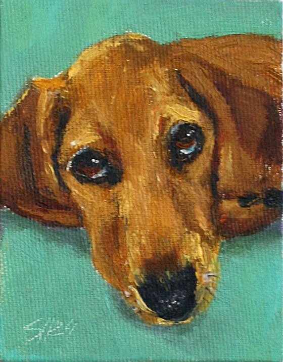 Dog 03.24 /5.5x4"  / FROM MY A SERIES OF MINI WORKS DOGS/ ORIGINAL PAINTING