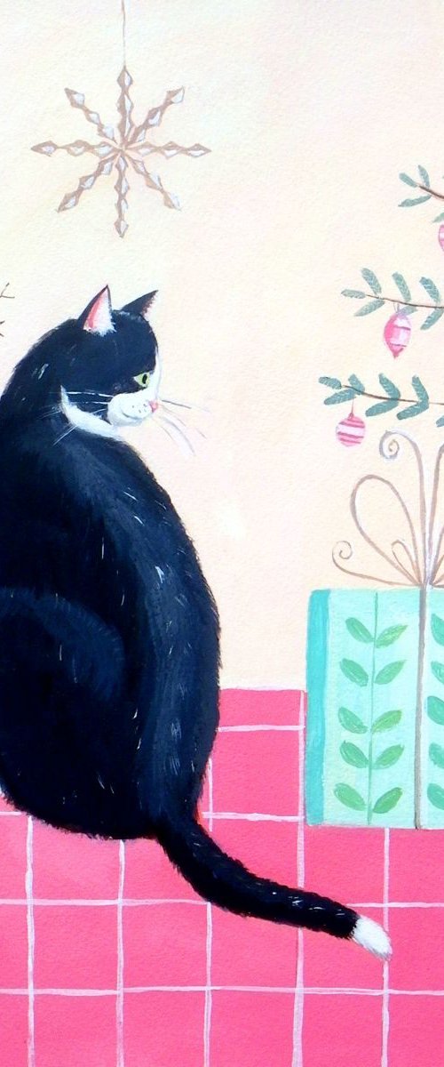 Cat with presents by Mary Stubberfield