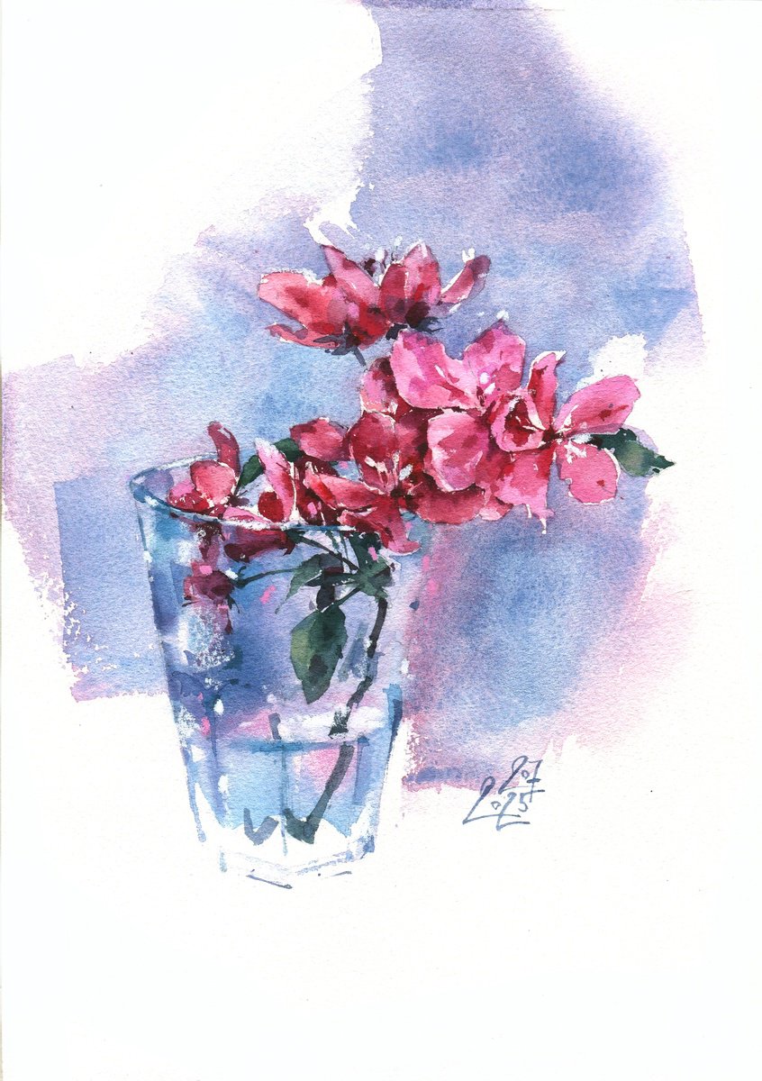 Impressionistic Botanical Watercolour By Ksenia Selianko, 8 X 12", "Echo Of Bloom" V.1, Original Artwork