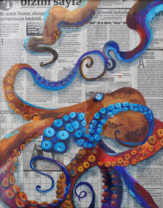 Octopus on the newspaper