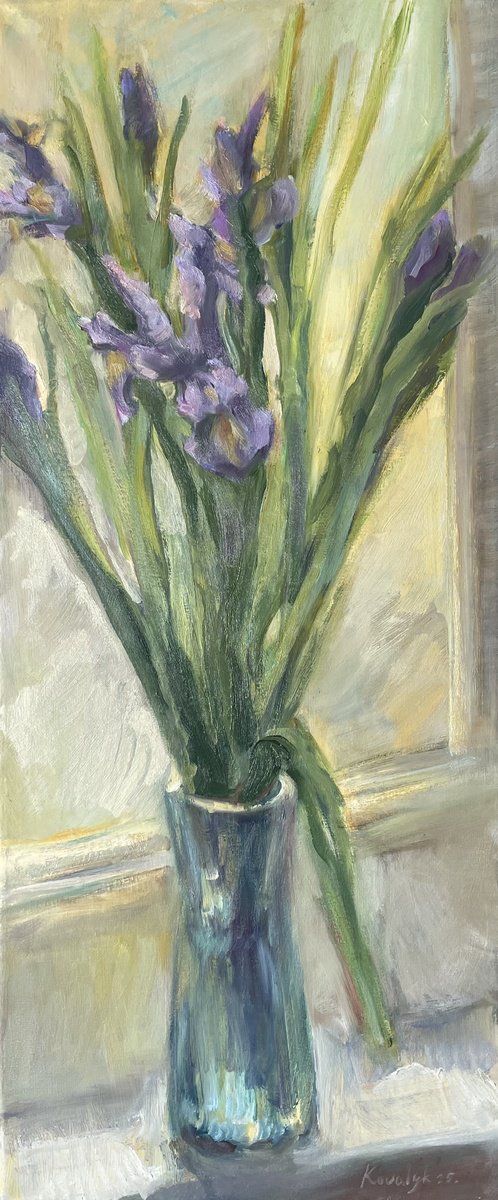 Impressionistic Botanical Oil Painting By Denys Kovalyk, 12 X 28, Echo Of Spring, Original Artwork