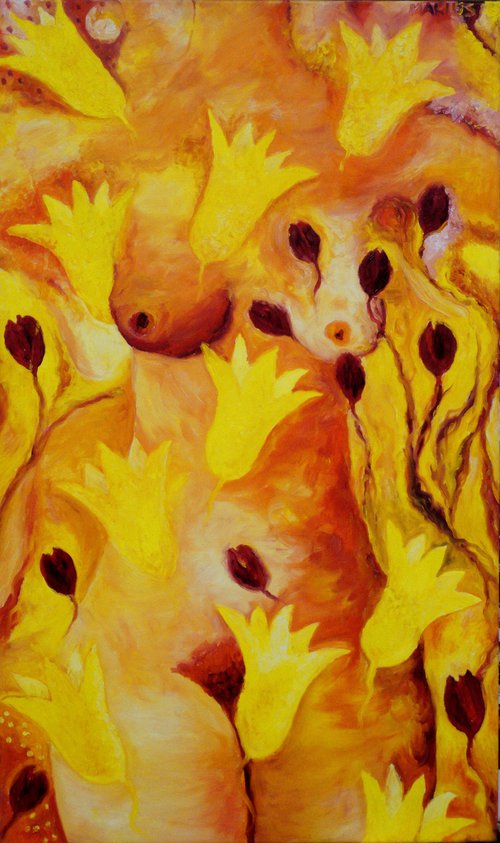 Painting | Oil | Restrained flowers by Marius Abramavicius (Neboisia)