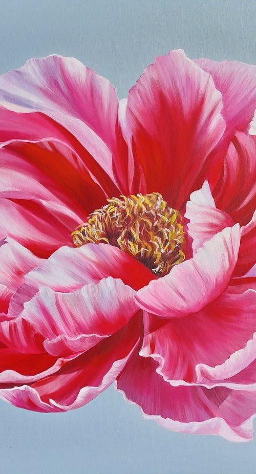 Peonies painting,  flower art, pink Peonies painting,  flowers realism art by Svitlana Brazhnikova