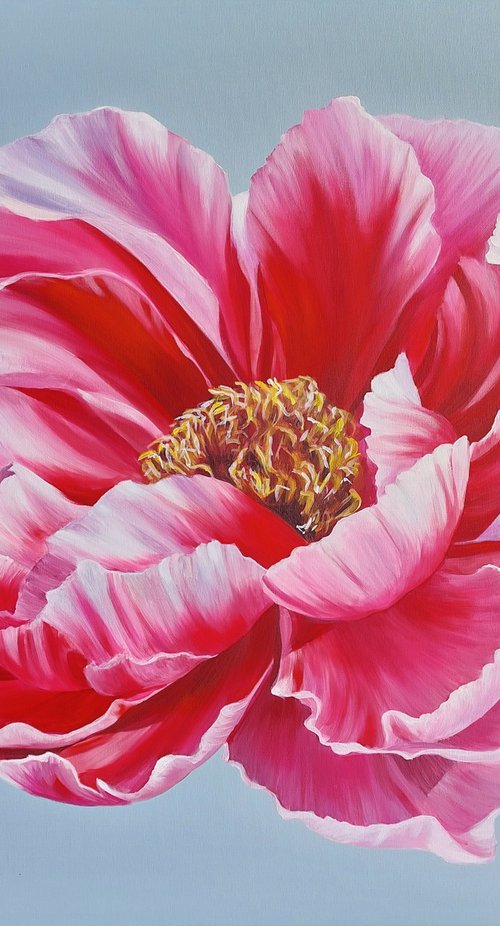 Peonies painting, flower art, pink Peonies painting, flowers realism art by Svitlana Brazhnikova
