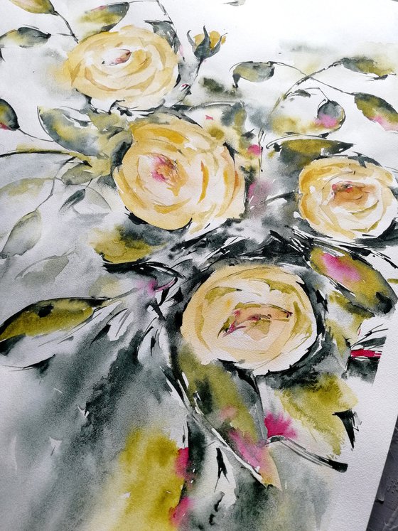 Yellow roses painting.