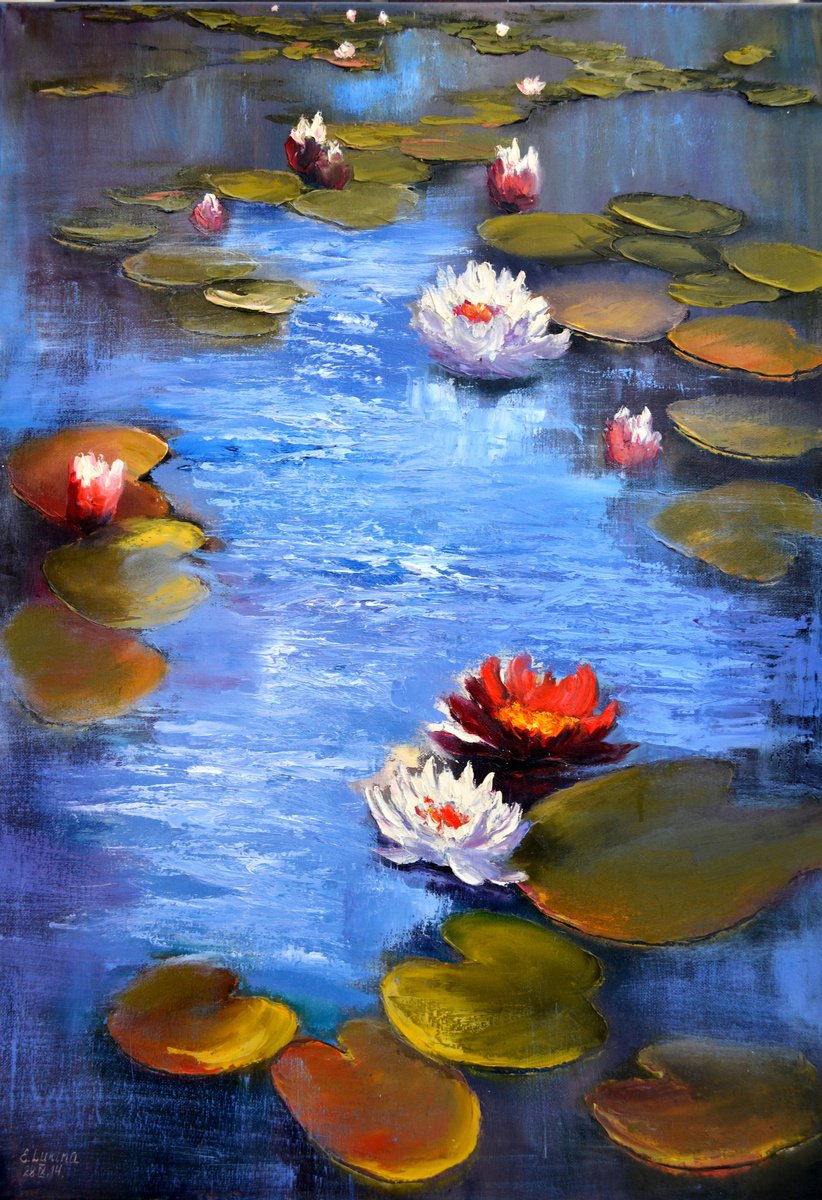 The Solar Rhythm: Water Lilies By Lumina Studio, 20 X 28, Artwork For Sale On Artfinder