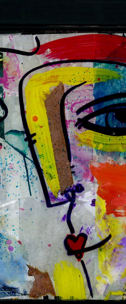 Mixed Media Funky Face 16 by Kathy Morton Stanion