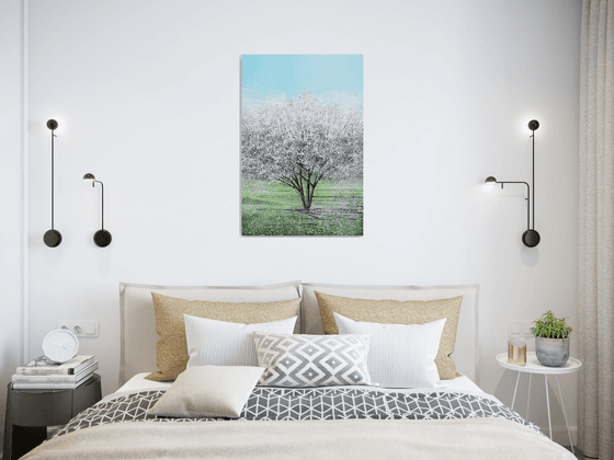 White Tree Blossom In Bright Light