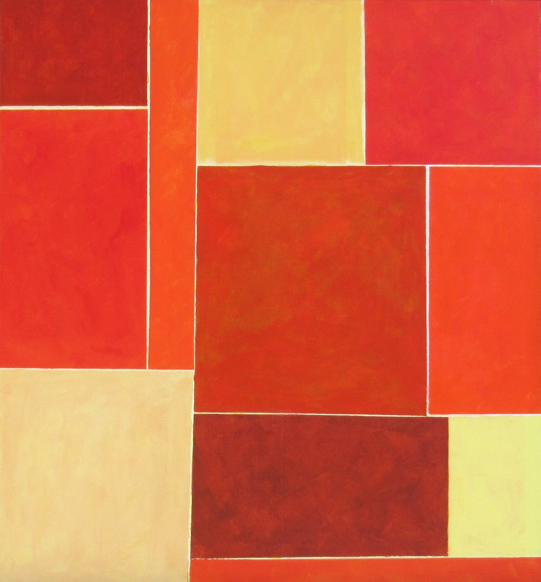 Abstract Acrylic Painting By Megha Hendrick., 26 X 28", Red Certain # 2., Original Artwork