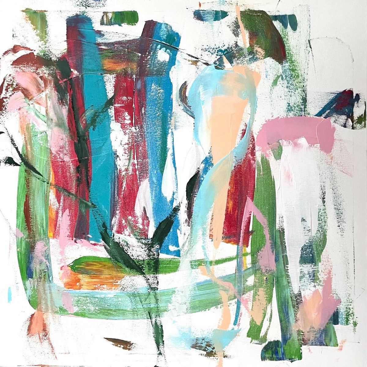 Organic Abstract Acrylic Painting By Christel Haag, 31 X 31, Never Alone 1, Original Artwork