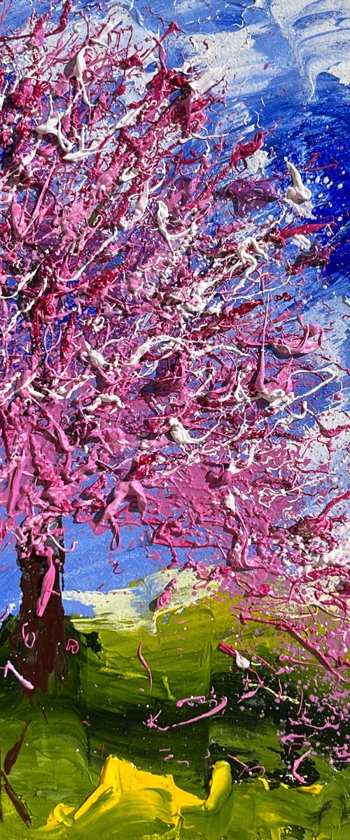 Cherry Blossom Painting by Halyna Kirichenko