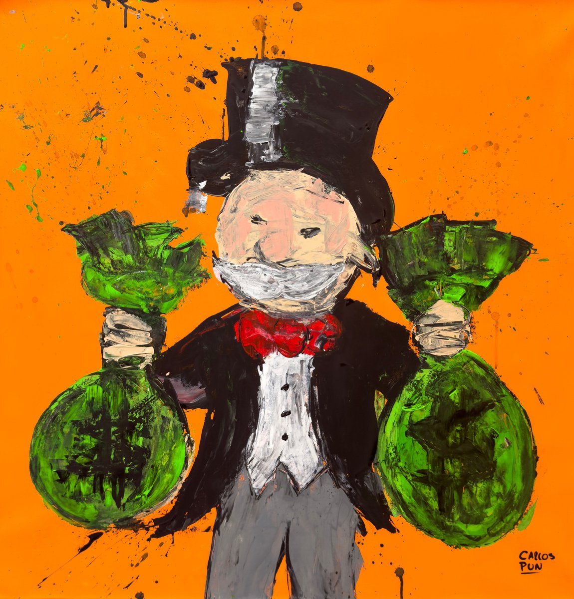 Mr Monopoly orange abstract by Carlos Pun Art