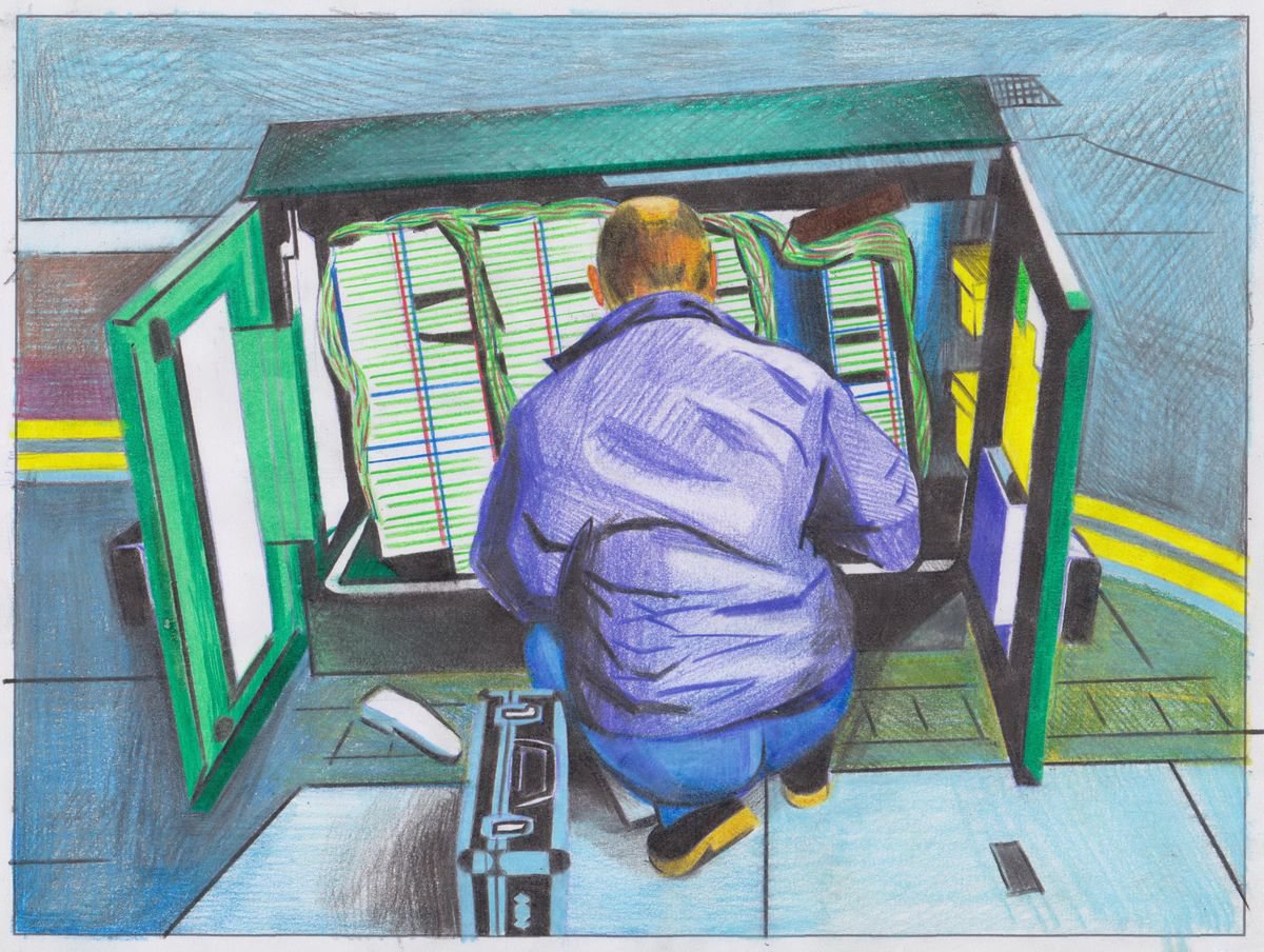 Impressionistic Cityscapes Pencil Drawing By Zoltan Till, 12 X 8", Connection, Original Artwork