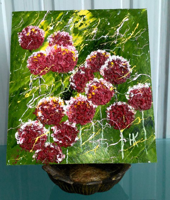 Dandelions oil impasto painting