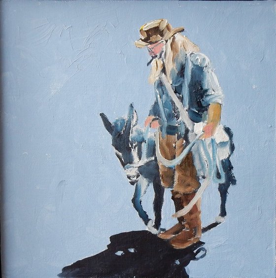 Man with the donkey.