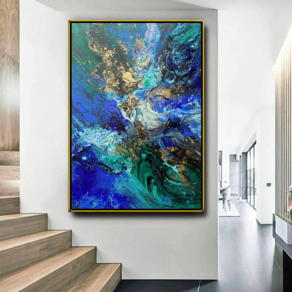 Abstract Landscape Acrylic Painting By Areti Ampi, 28 X 39, Earth And Sea, Original Artwork