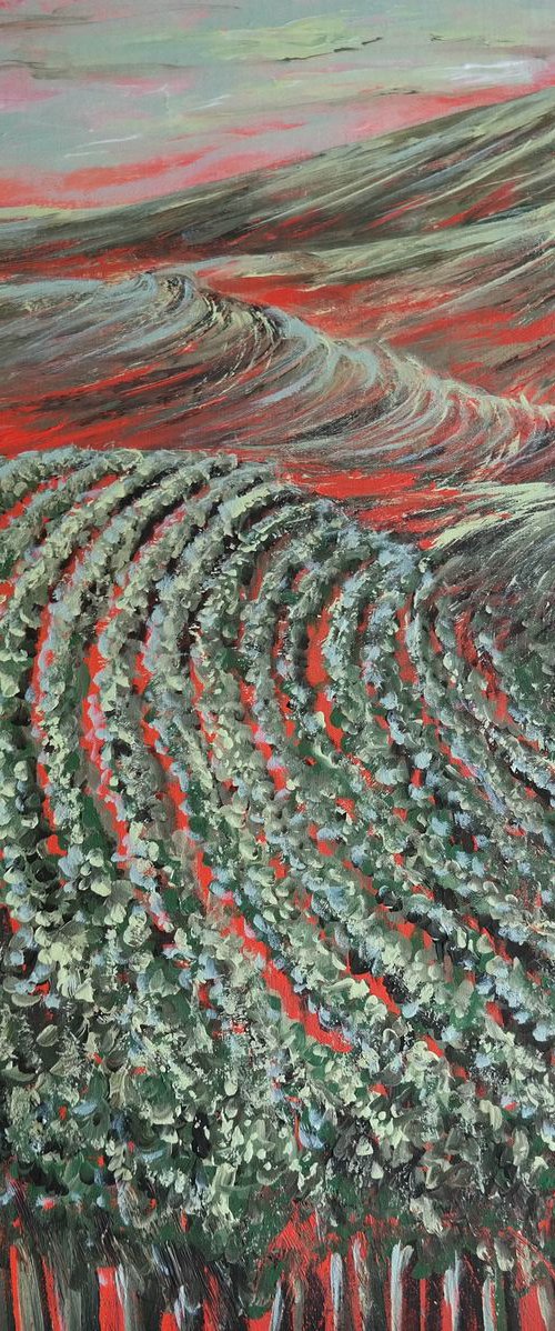 Summer in Vineyards -Large Impressionism Painting by Danijela Dan