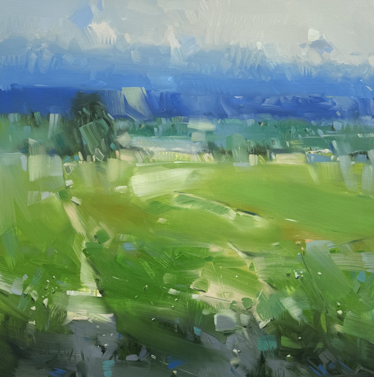 Impressionistic Landscape Oil Painting By Vahe Yeremyan, 30 X 30", Summer Path, Original Artwork