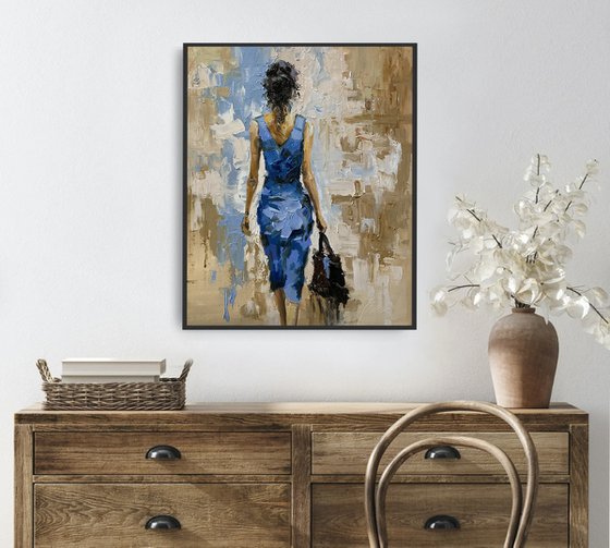 Woman in Blue Dress.