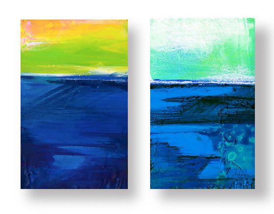 Landscape Abstract Collection - 2 Minimal Paintings by Kathy Morton Stanion