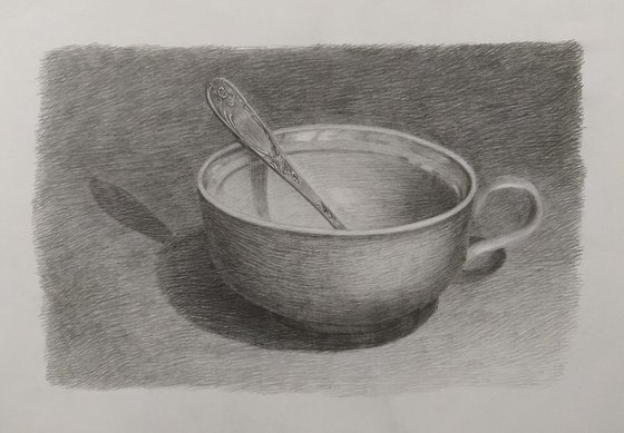 Still life. 17 o'clock. Original pencil drawing.