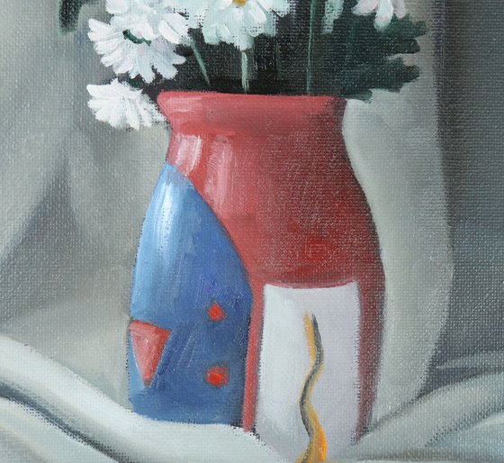 Daisies, Flower Painting in a Vase, Still Life Artwork