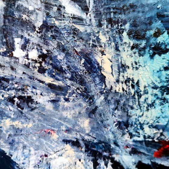 Large enigmatic blue angel series painting by KLOSKA