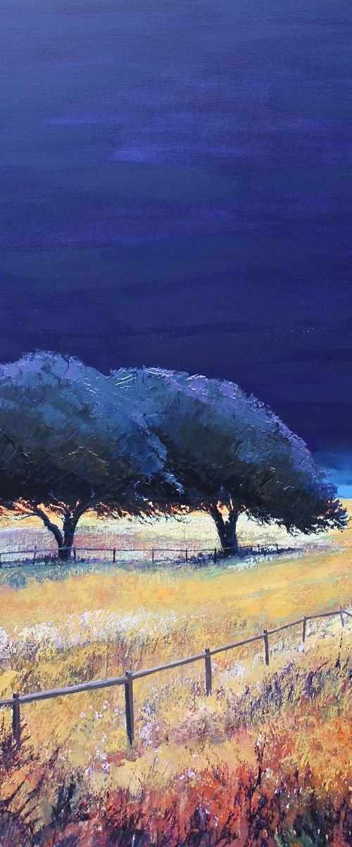 Blue Trees Intense 2 Large Original Oil Painting (30"x40") by Simon Jones