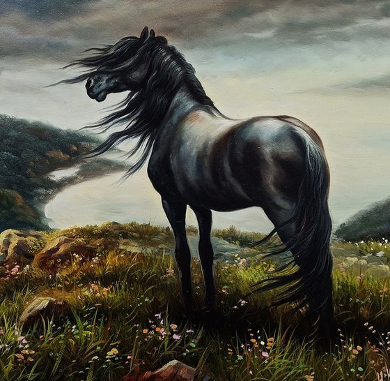 The horse (60x90cm, oil painting, ready to hang)