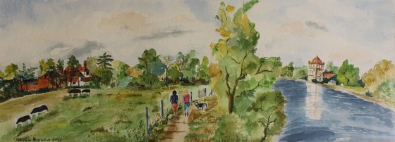 Marlow On Thames , landscape, gift, souvenir watercolor