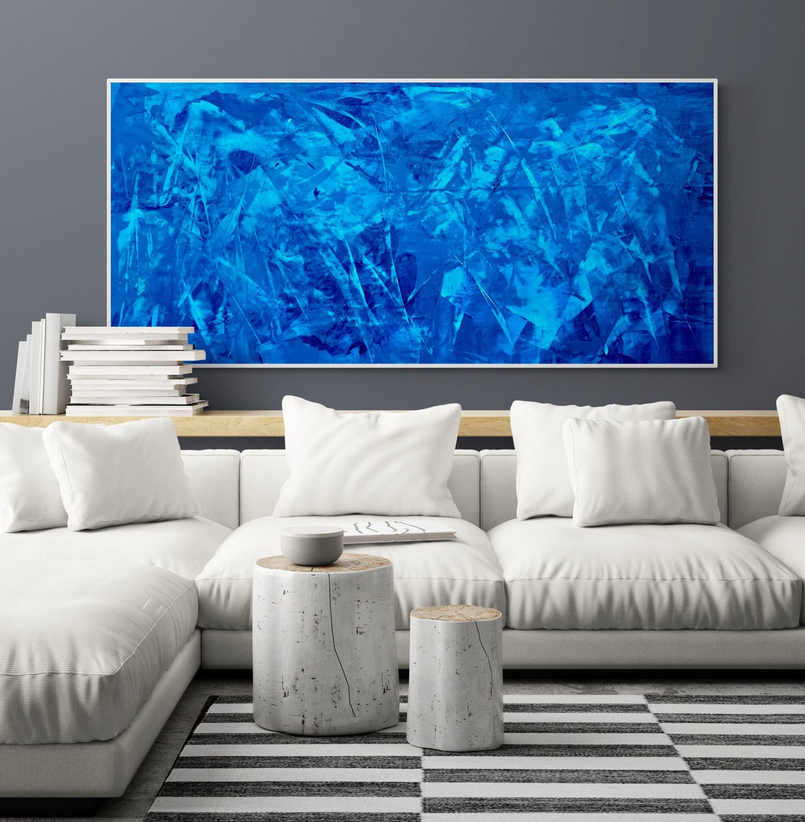 Abstract Acrylic Painting By Anita Kaufmann, 59 X 28, Beyond The Sea No. 525, Original Artwork