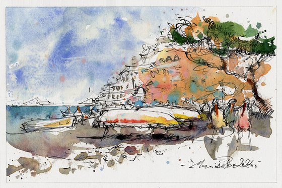 Positano, watercolor and ink, 2024