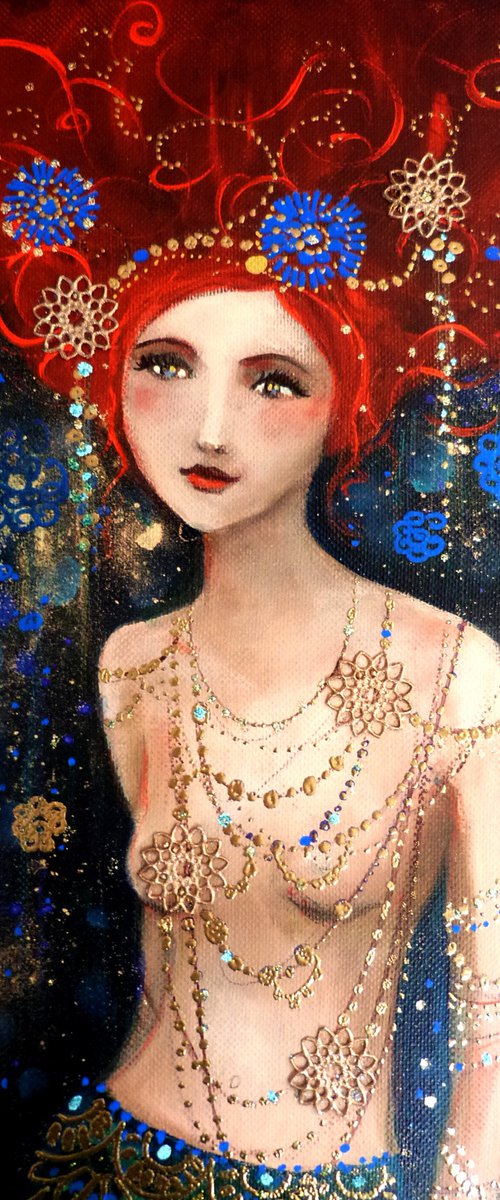 All the gold of mermaids 20 x60 cm. by Loetitia Pillault
