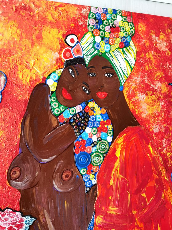 Black women friends. African American art