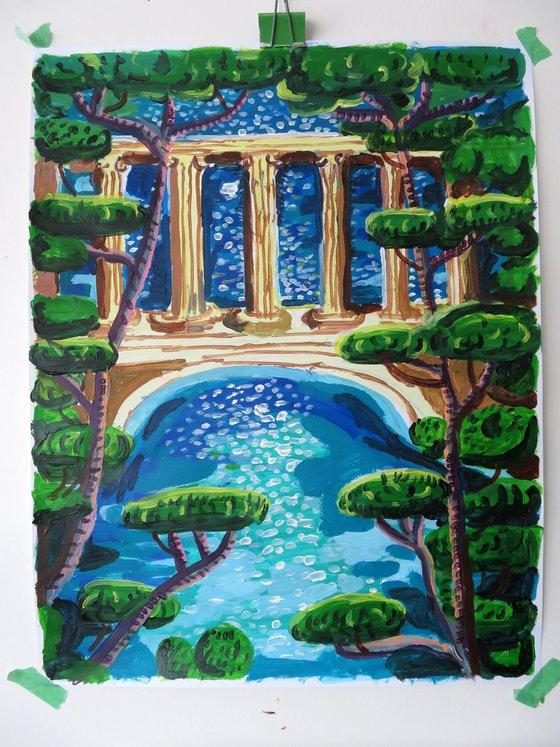 Swimming Pool with columns