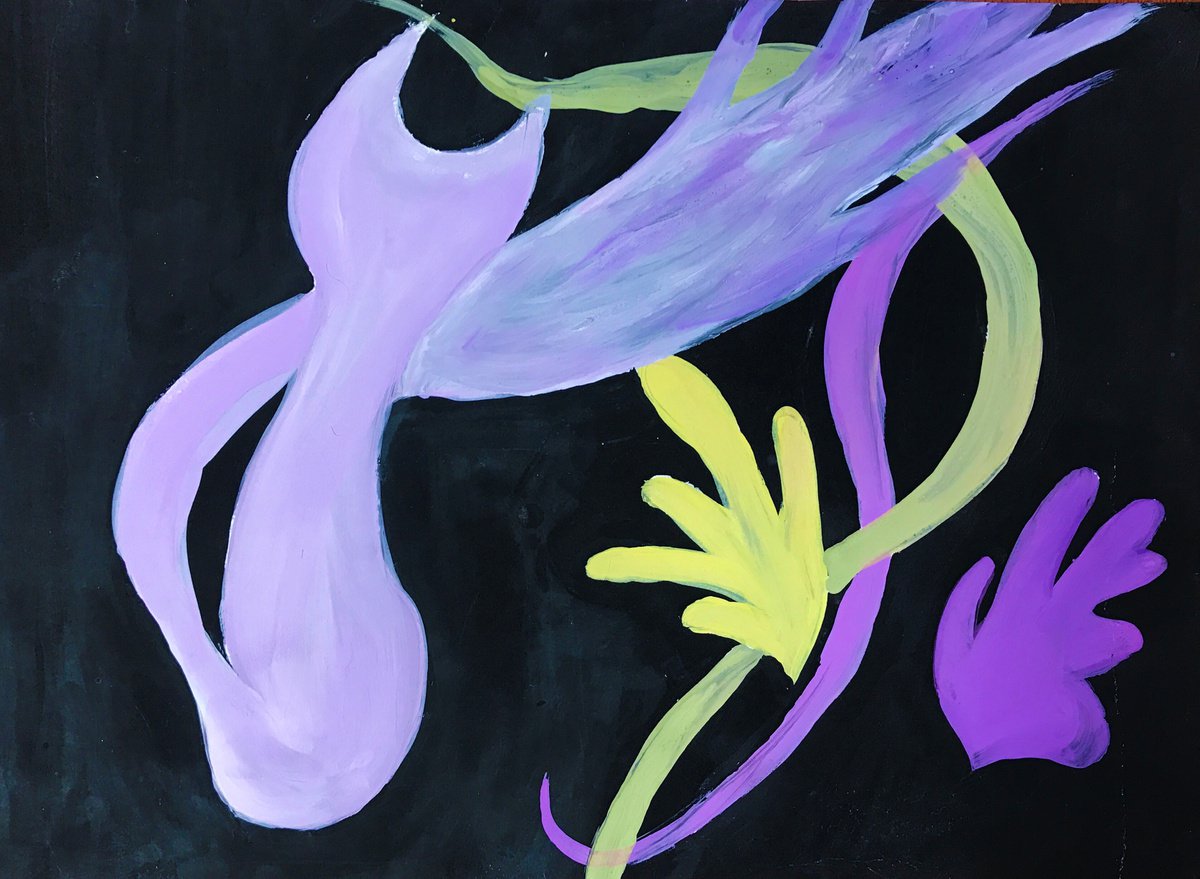 Expressive Abstract Painting By Anastasia Terskih, 12 X 8, Cat, Original Artwork