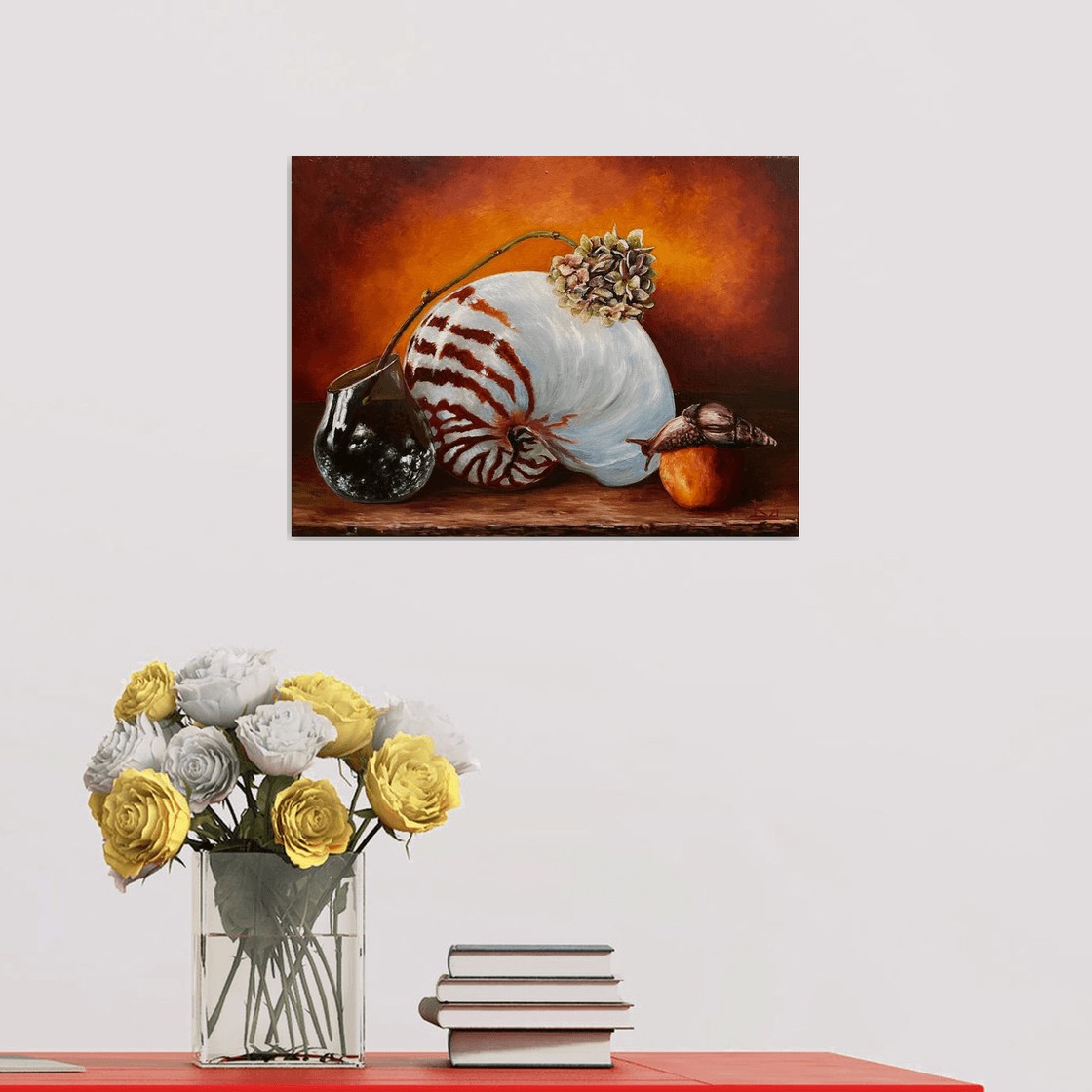 The still life with a nautilus shell Oil painting by Oleg Baulin